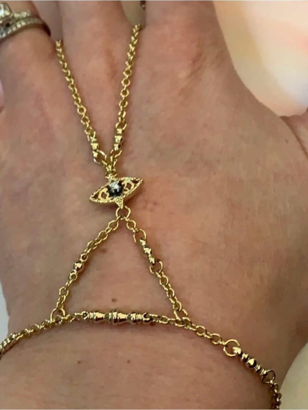 Kendra Scott Clair Gold-tone Evil Eye Hand Chain Bracelet Chain Finger Loop